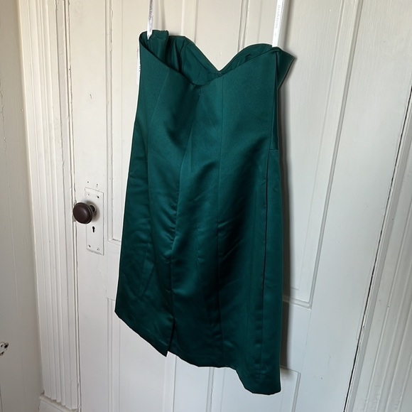 Vintage Strapless David’s Bridal Satin Green Dress - Picture 7 of 9